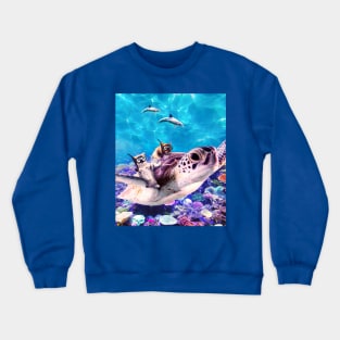 Cute Funny Cat Turtle Crewneck Sweatshirt